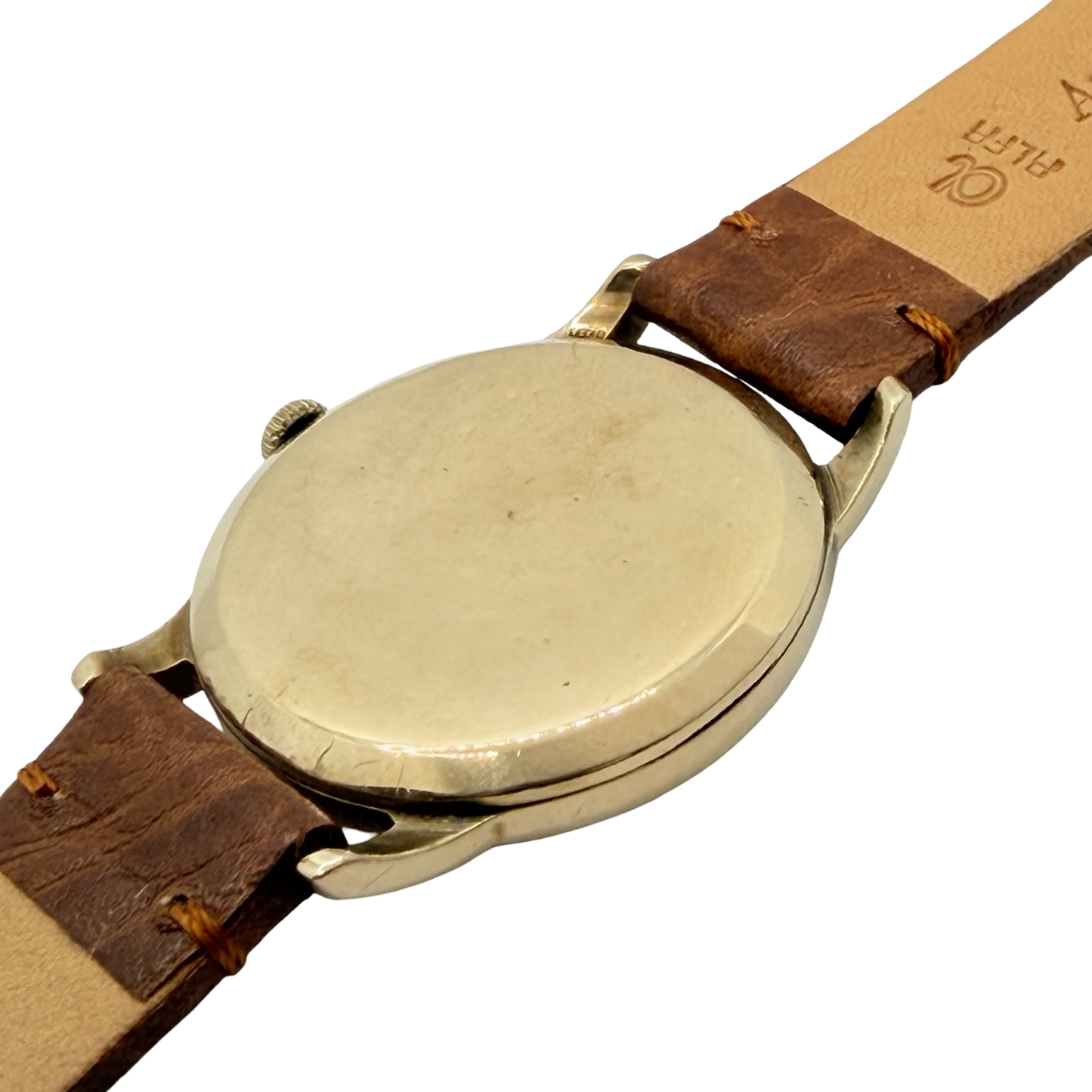 Rone 9ct Gold Non-magnetic Manual Wind 31mm White Dial Brown Strap