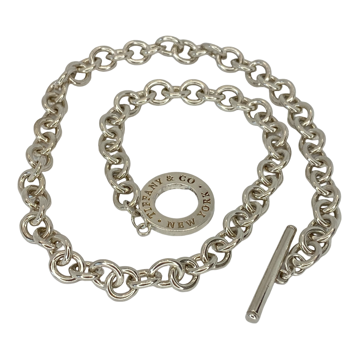 Estate Jewelry Tiffany & Co 925 Silver Large Toggle Necklace