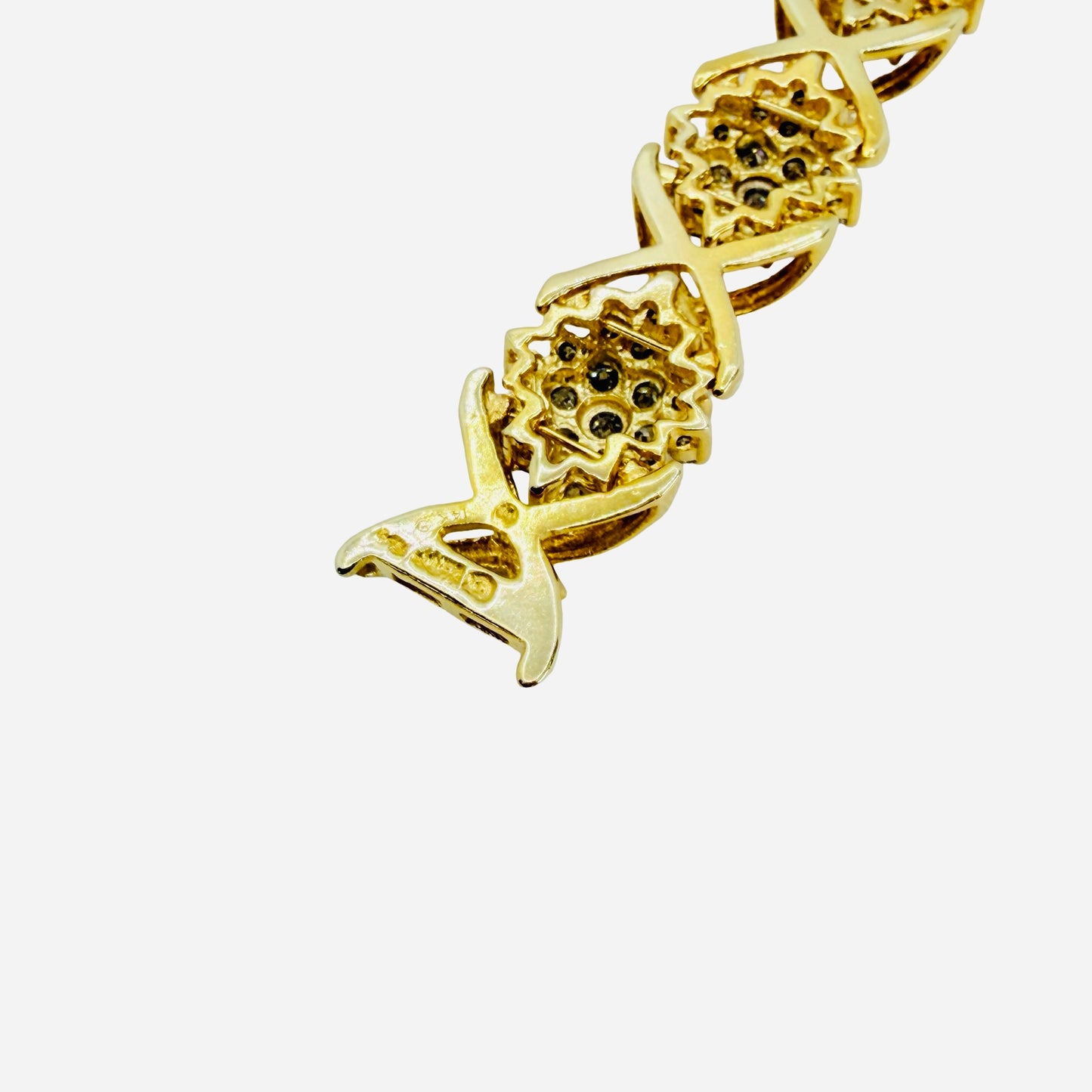 14K Yellow Gold Hugs and Kisses Diamond Bracelet 8.00 Carats TW 6.75"