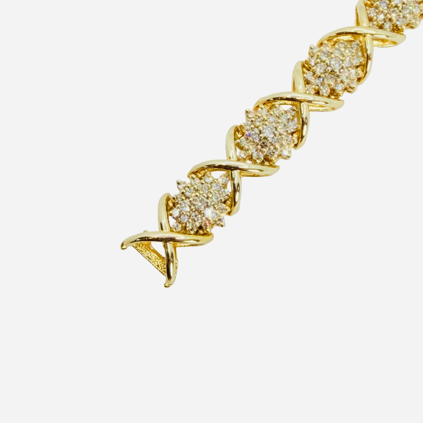 14K Yellow Gold Hugs and Kisses Diamond Bracelet 8.00 Carats TW 6.75"