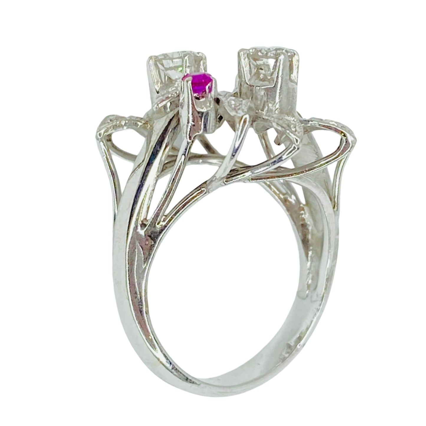 Estate Jewelry 14K White Gold Diamond Cluster Ring