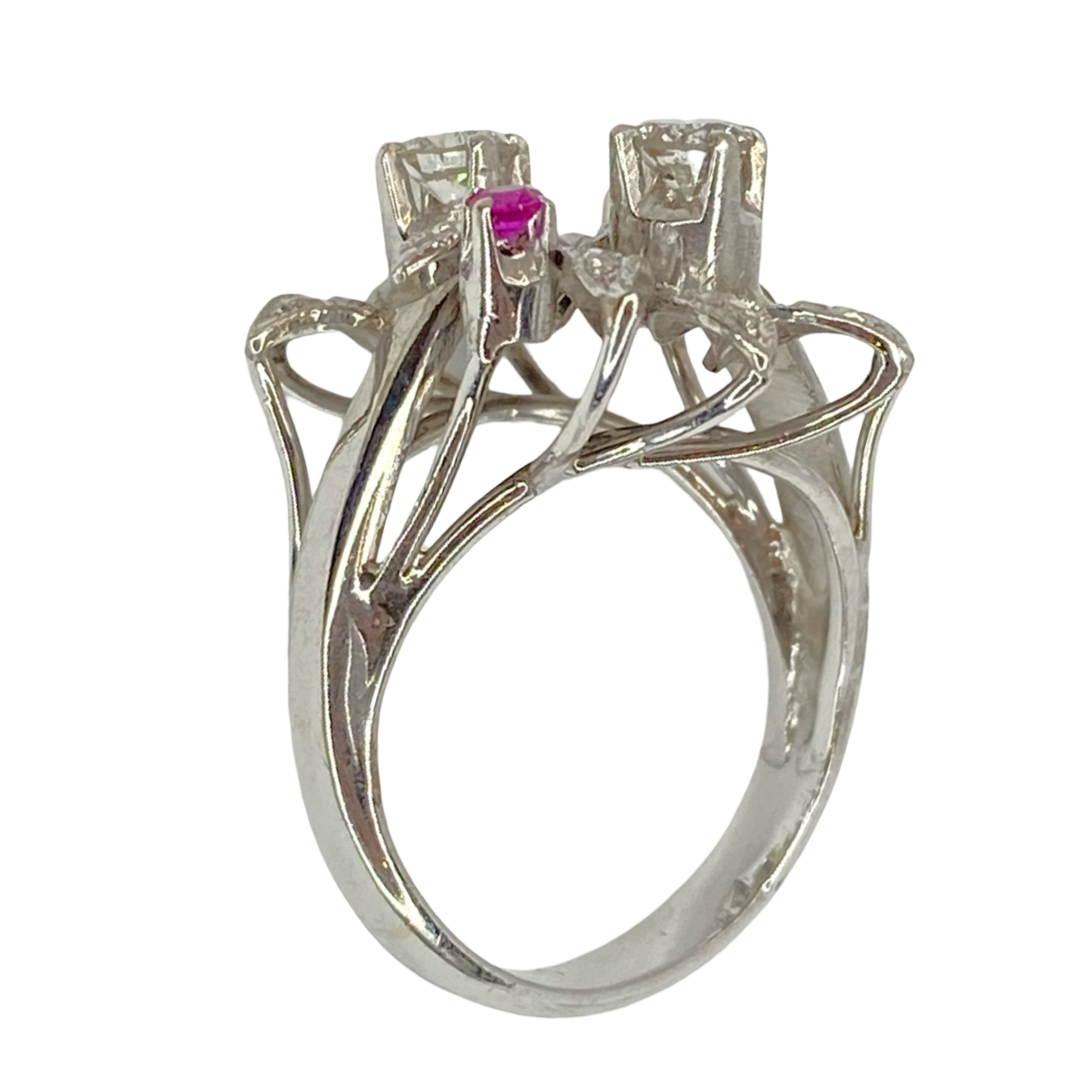 Estate Jewelry 14K White Gold Diamond Cluster Ring