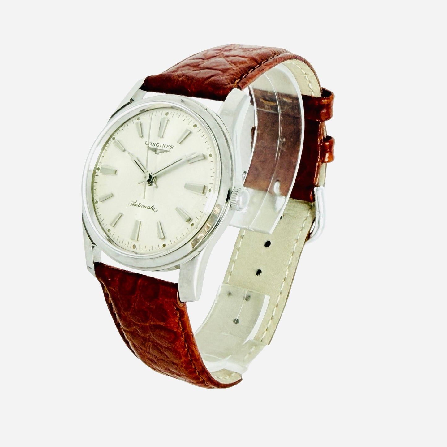 Longines Automatic Calatrava Silver Dial  Brown Leather Strap 2554