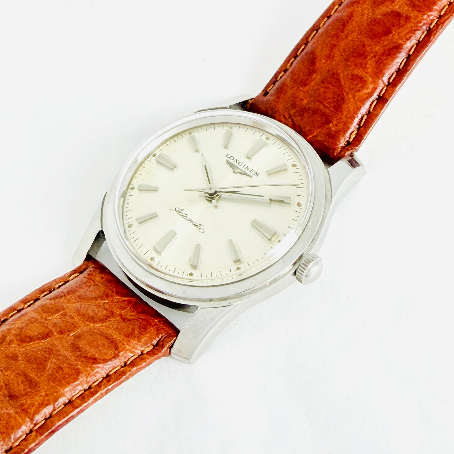 Longines Automatic Calatrava Silver Dial  Brown Leather Strap 2554