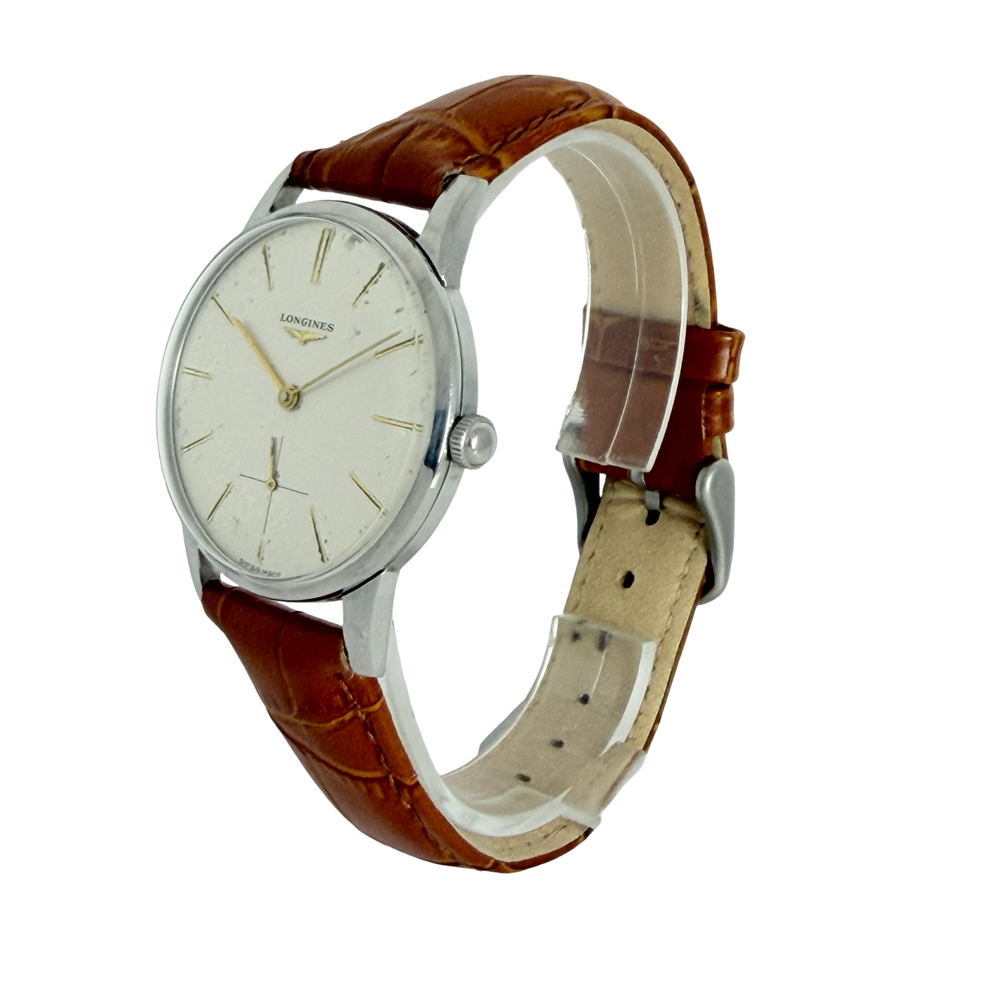 Longines Manual Wind 35mm Caliber 30L White Dial Brown Leather Strap Ref.8888-31