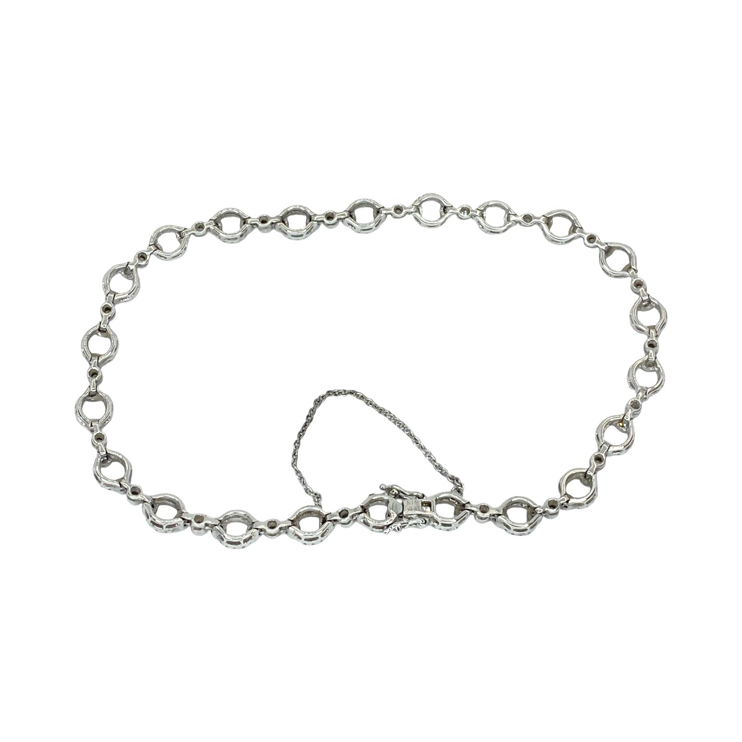 18K White Gold Diamond Open Circle Link Bracelet 0.85 Carat