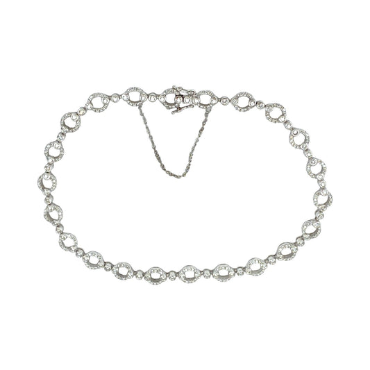 18K White Gold Diamond Open Circle Link Bracelet 0.85 Carat