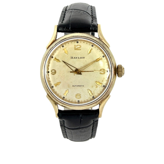 Baylor Automatic 14K Gold Top and Stainless Steel Caseback Silver Tone Dial K00750