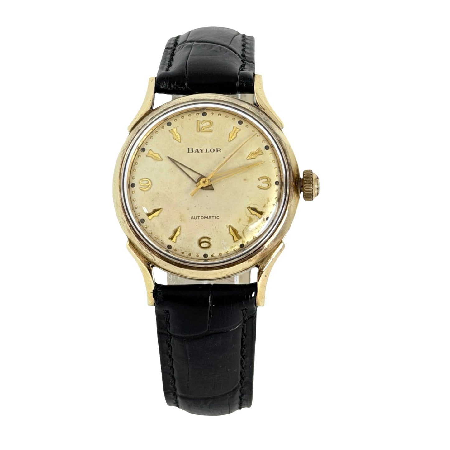 Baylor Automatic 14K Gold Top and Stainless Steel Caseback Silver Tone Dial K00750