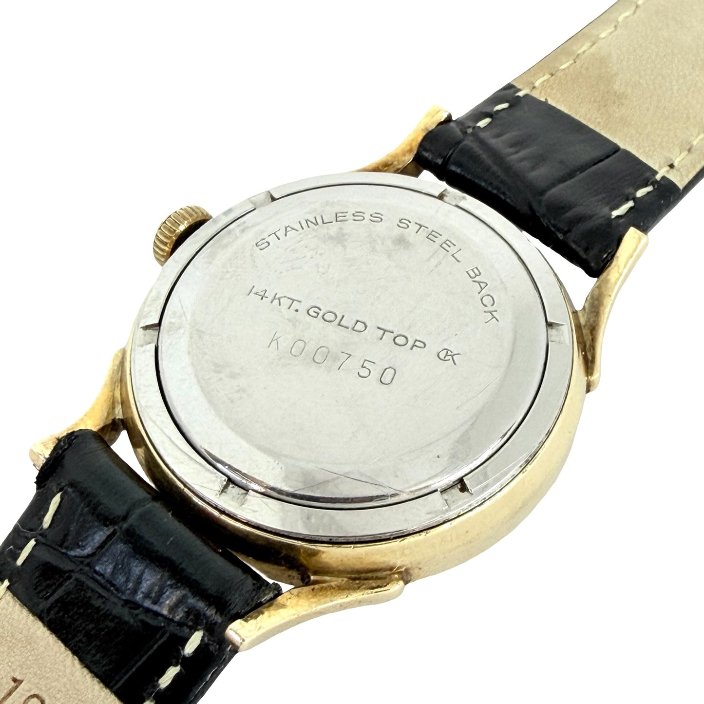 Baylor Automatic 14K Gold Top and Stainless Steel Caseback Silver Tone Dial K00750