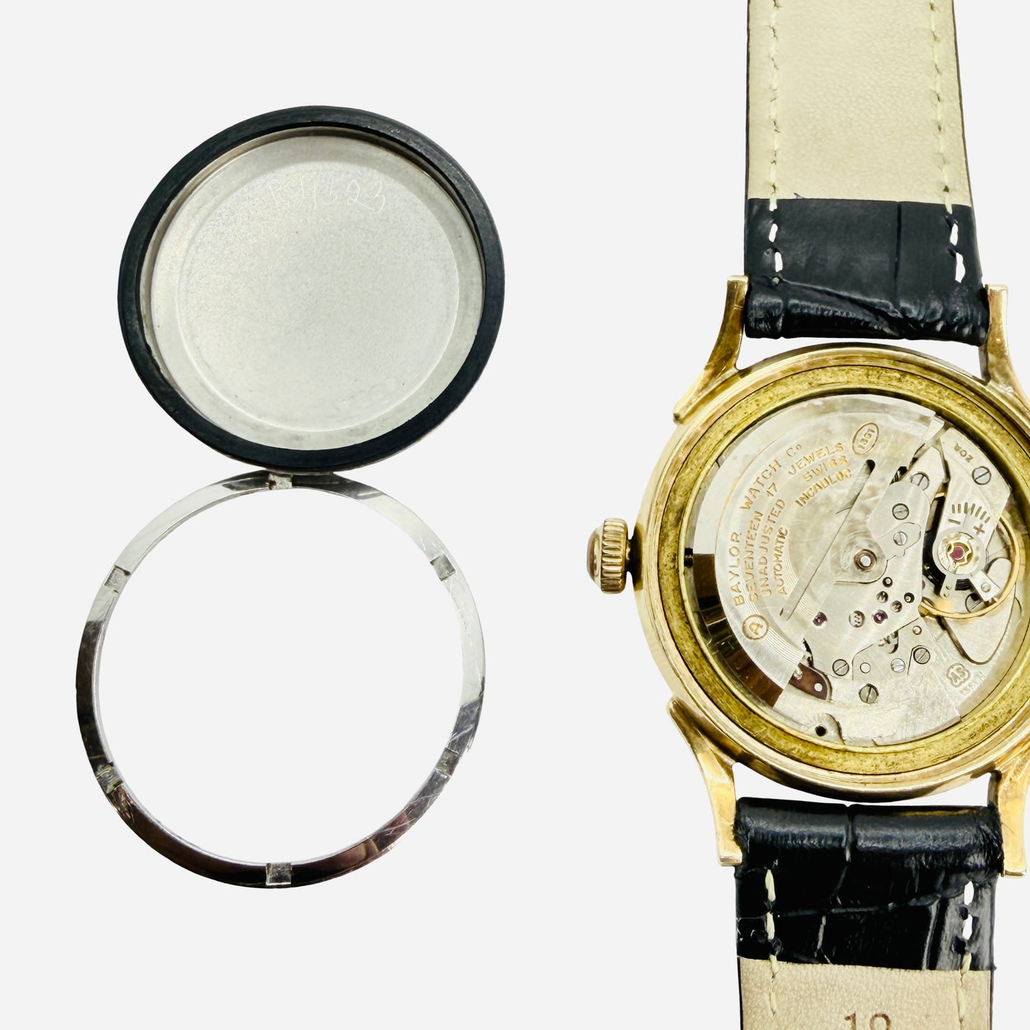 Baylor Automatic 14K Gold Top and Stainless Steel Caseback Silver Tone Dial K00750