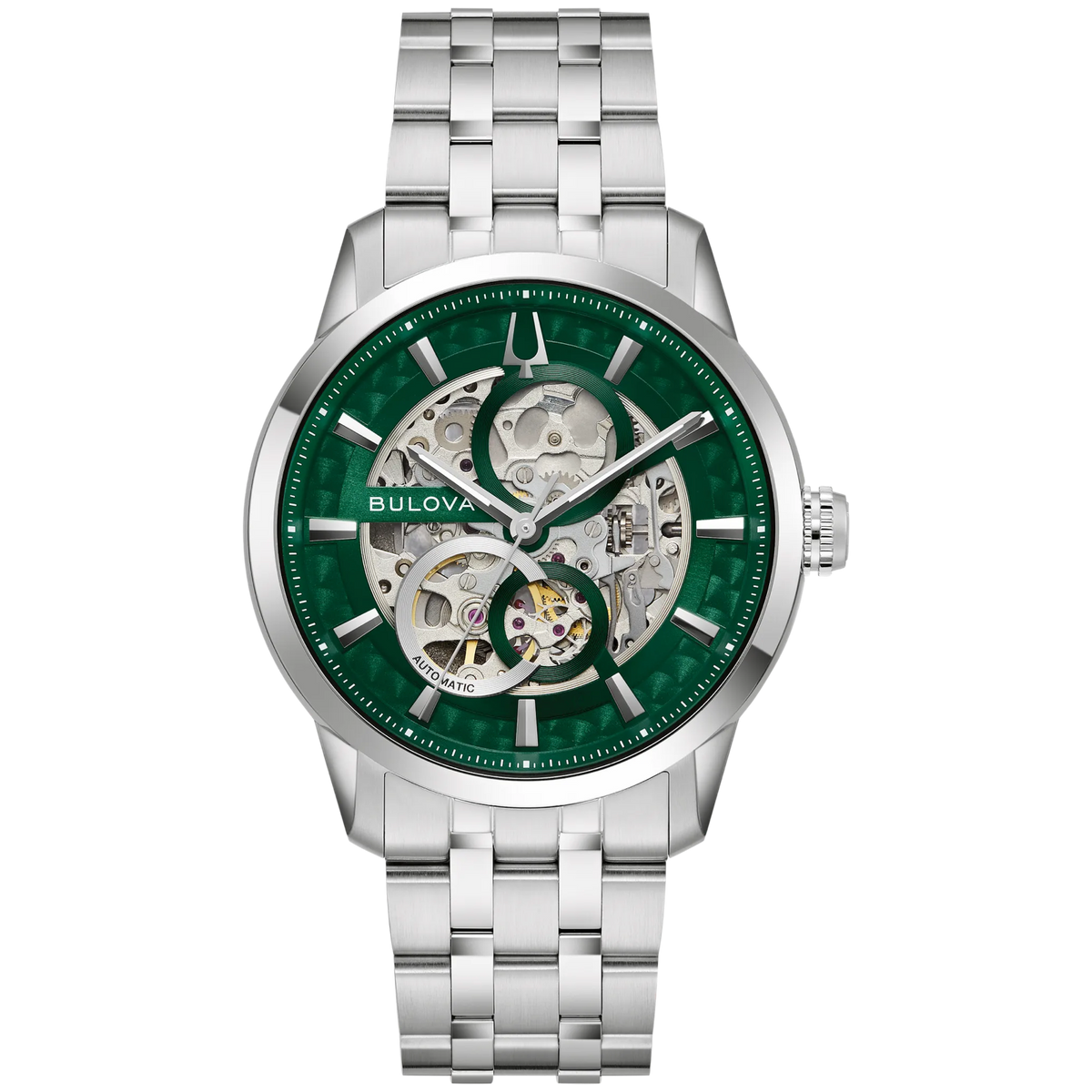 Bulova Classic Sutton Automatic Men's Green Dial Steel Bracelet 96A329