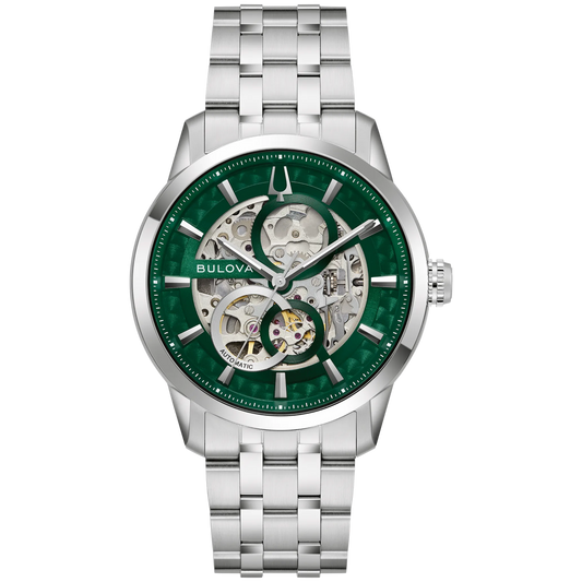 Bulova Classic Sutton Automatic Men's Green Dial Steel Bracelet 96A329