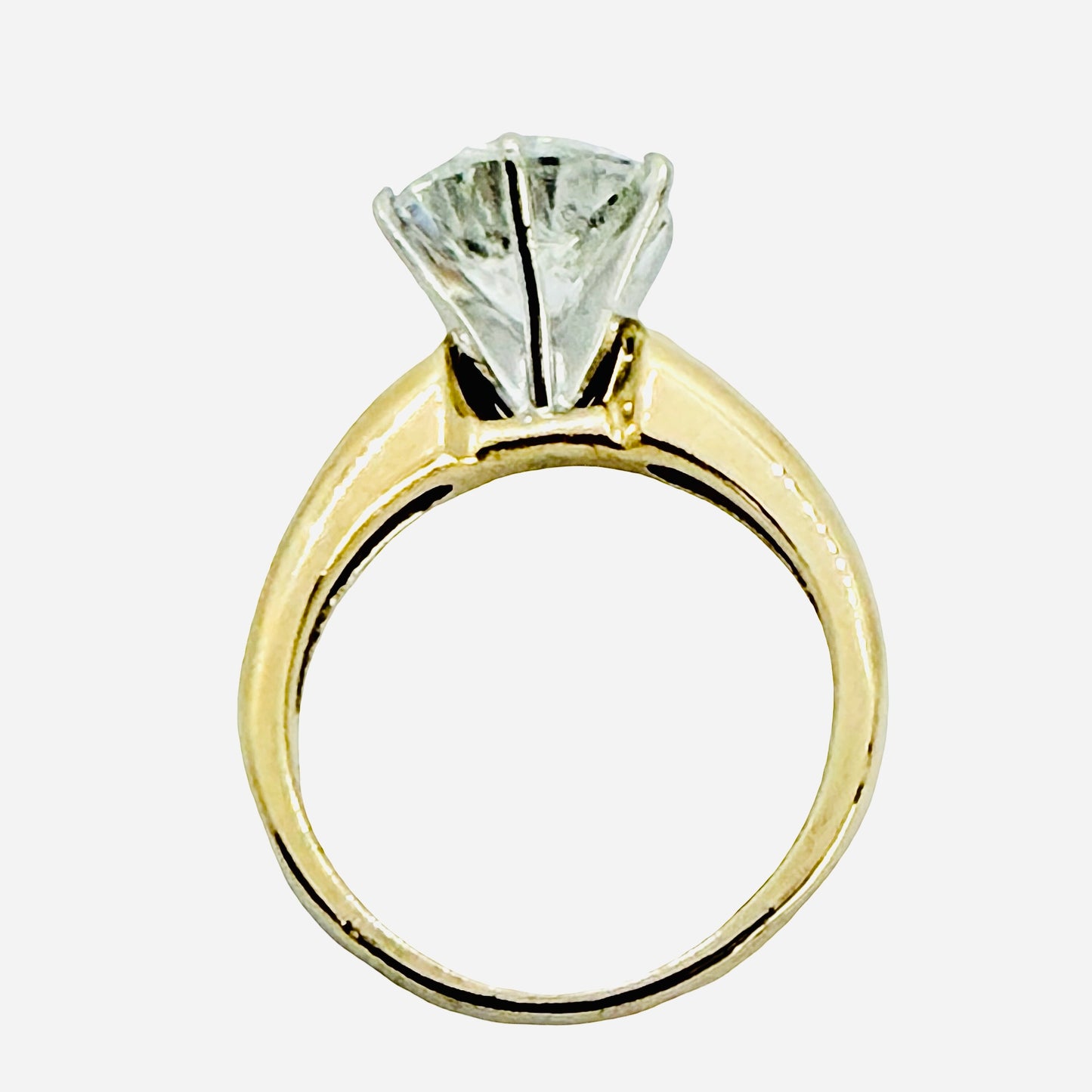 Estate Jewelry 14K Yellow Gold 3.41 Carats Round Brilliant Natural Diamond Solitaire Ring