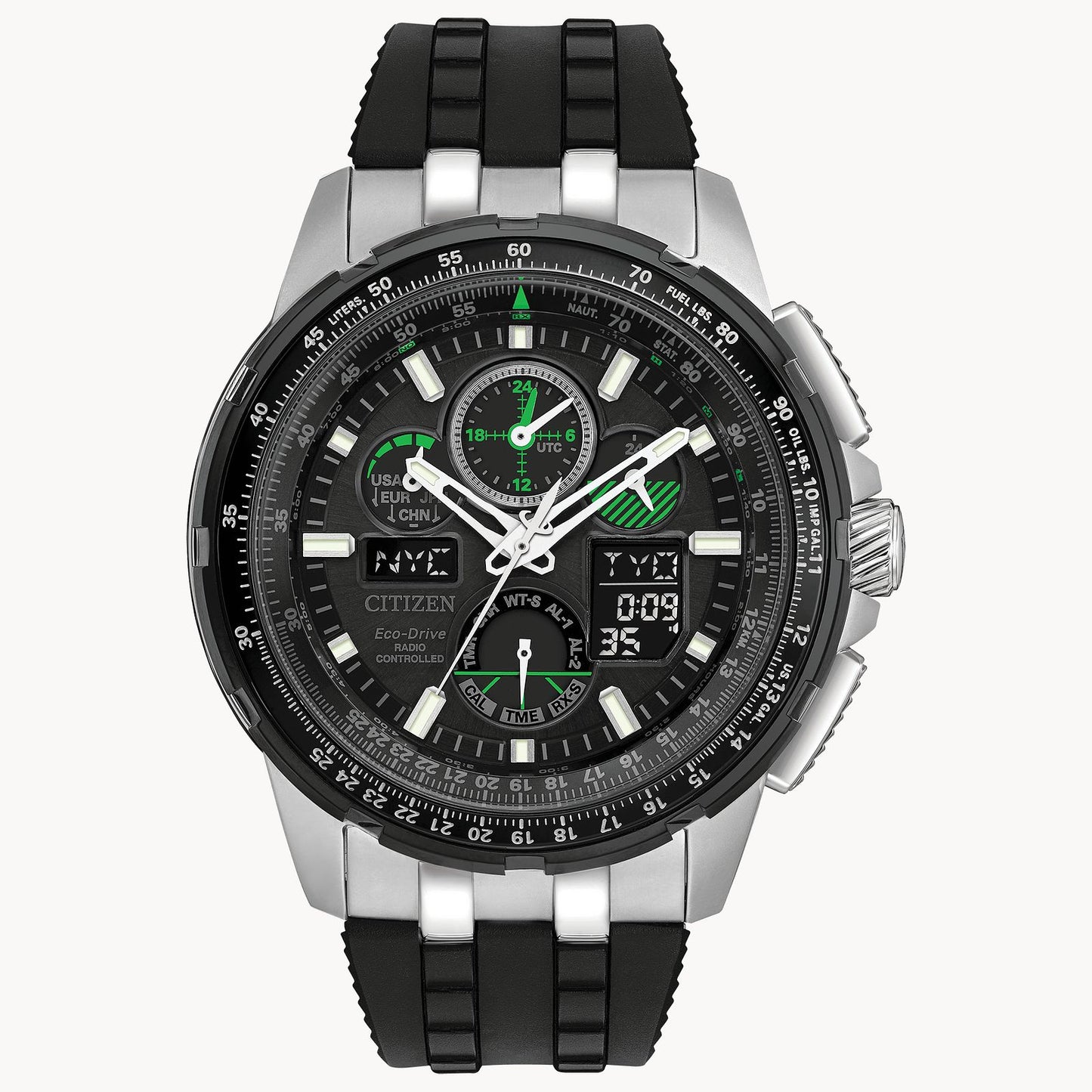 Citizen Promaster Skyhawk A-T Green Black Polyurethane Strap JY8051-08E