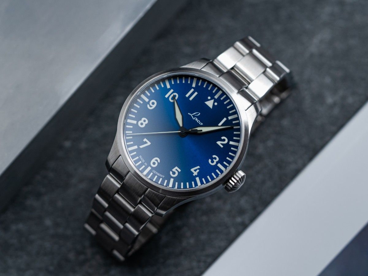Laco Pilot Watches BASIC Augsburg Blaue Stunde 42 MB Automatic Stainless Steel Bracelet 862100.2.MB
