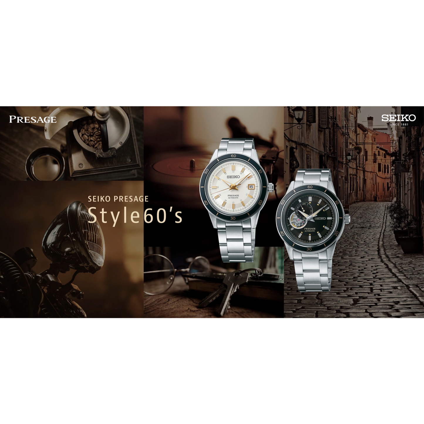 Seiko Presage Style60's Series Automatic Green Dial/Bezel Stainless Steel Bracelet SRPG07