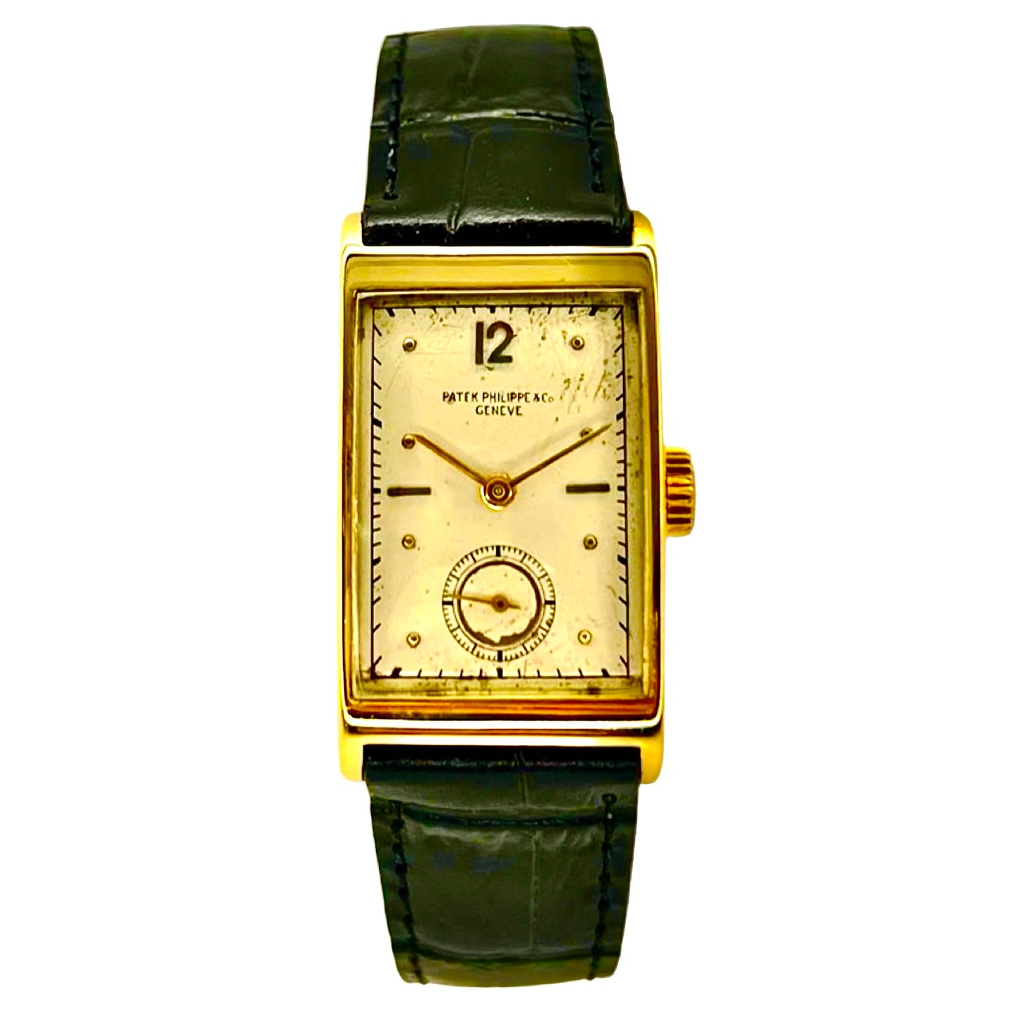 Patek Philippe 1442J Art Deco Tank Style 18K Yellow Gold