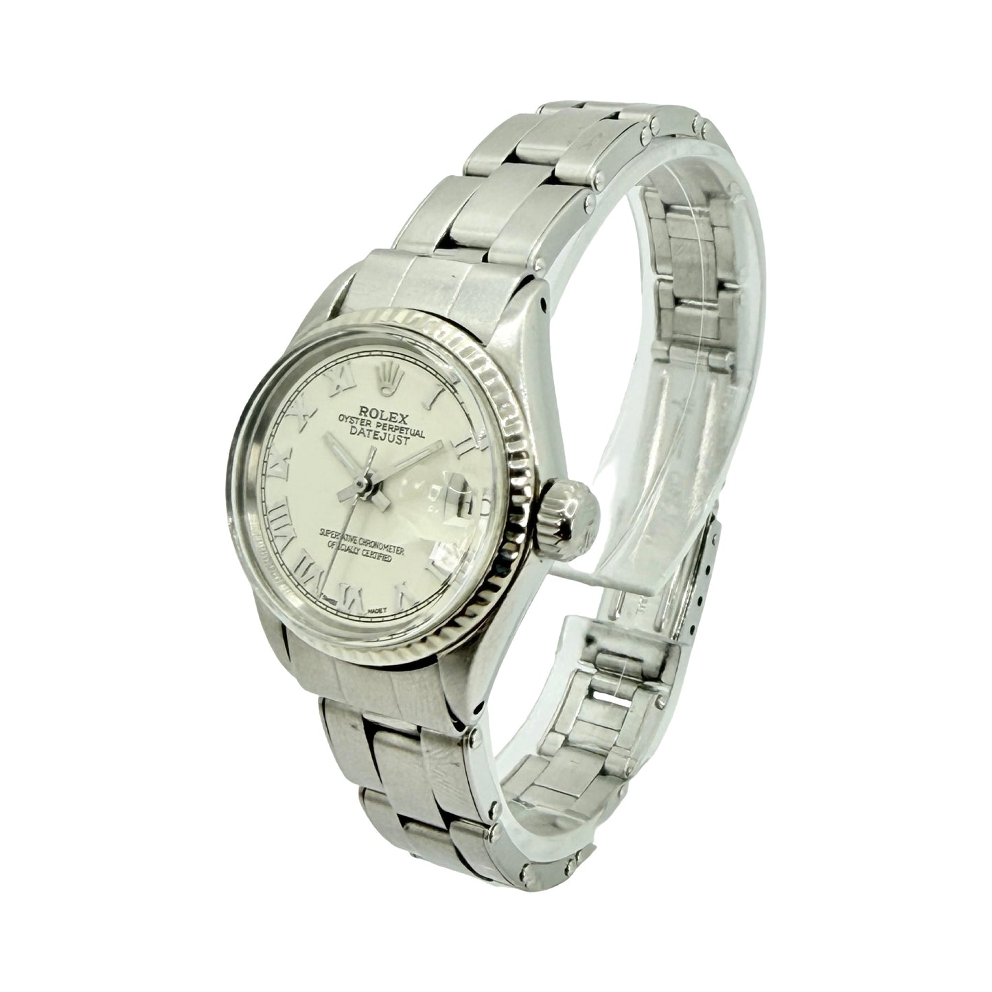 Rolex Datejust 25mm White Roman Dial Stainless Steel Riveted Oyster Bracelet 6517