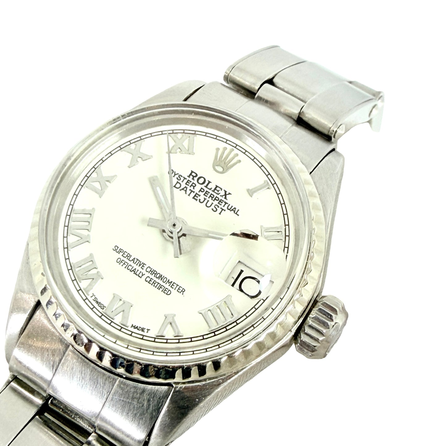 Rolex Datejust 25mm White Roman Dial Stainless Steel Riveted Oyster Bracelet 6517