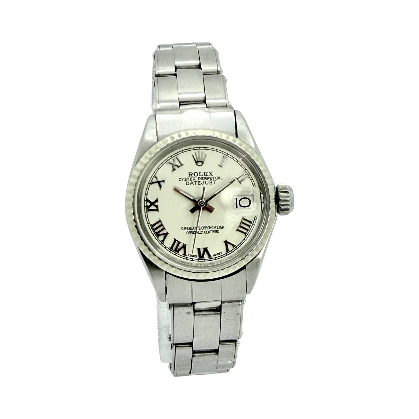 Rolex Datejust 25mm White Roman Dial Stainless Steel Riveted Oyster Bracelet 6517