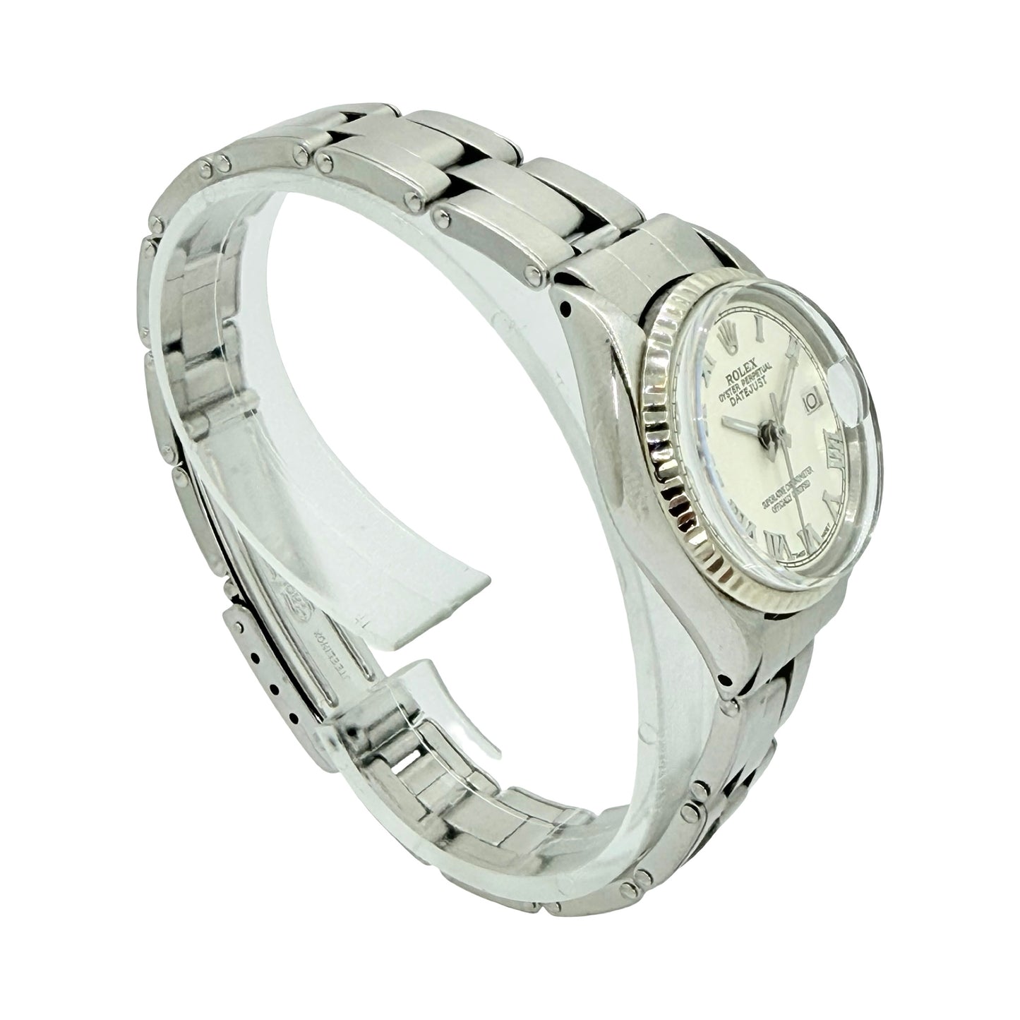 Rolex Datejust 25mm White Roman Dial Stainless Steel Riveted Oyster Bracelet 6517