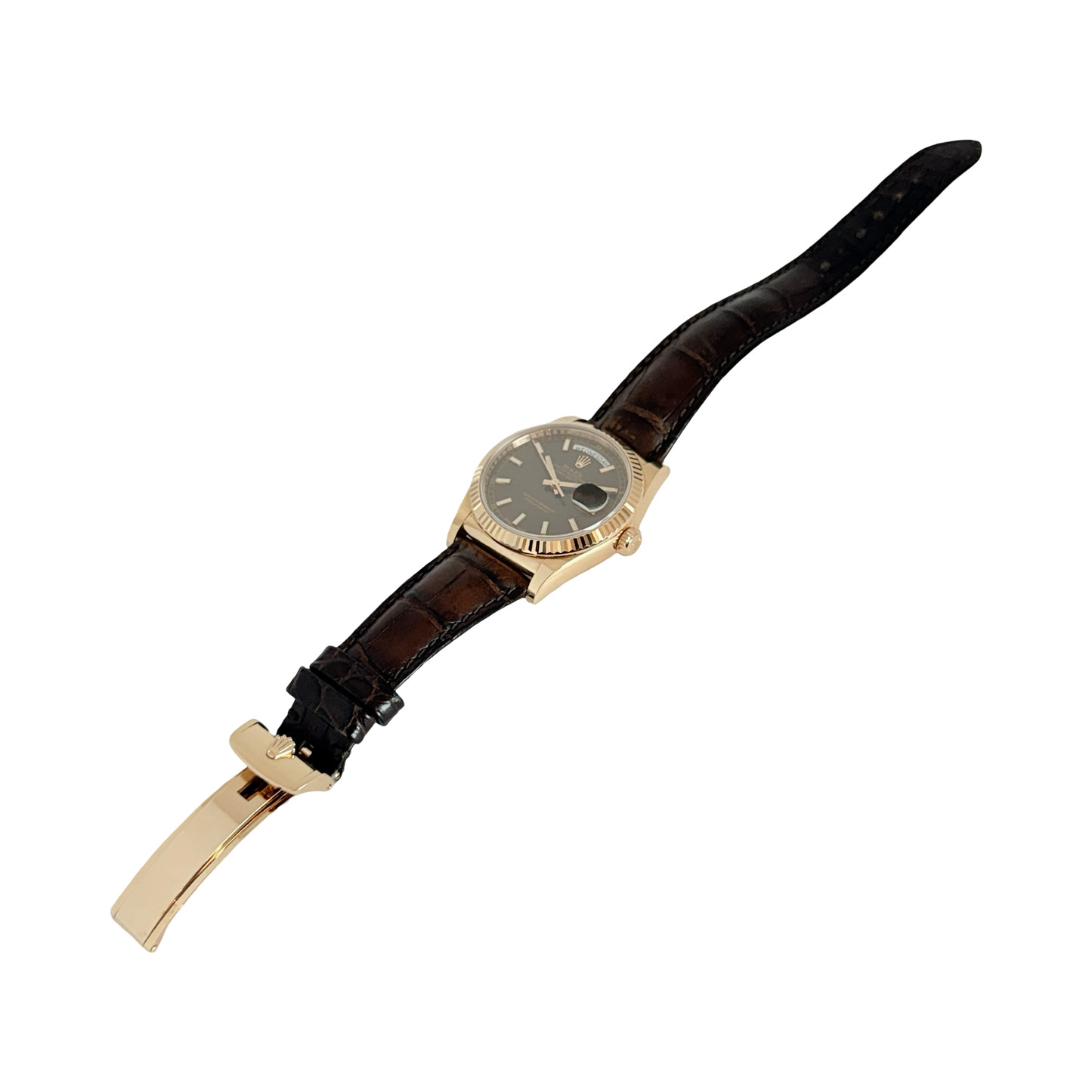 Rolex Day-Date 36 18K Everose Gold Chocolate Dial Brown Alligator Strap 118135