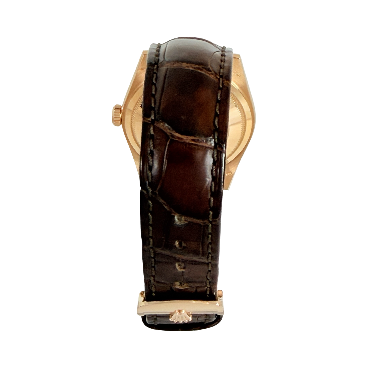 Rolex Day-Date 36 18K Everose Gold Chocolate Dial Brown Alligator Strap 118135