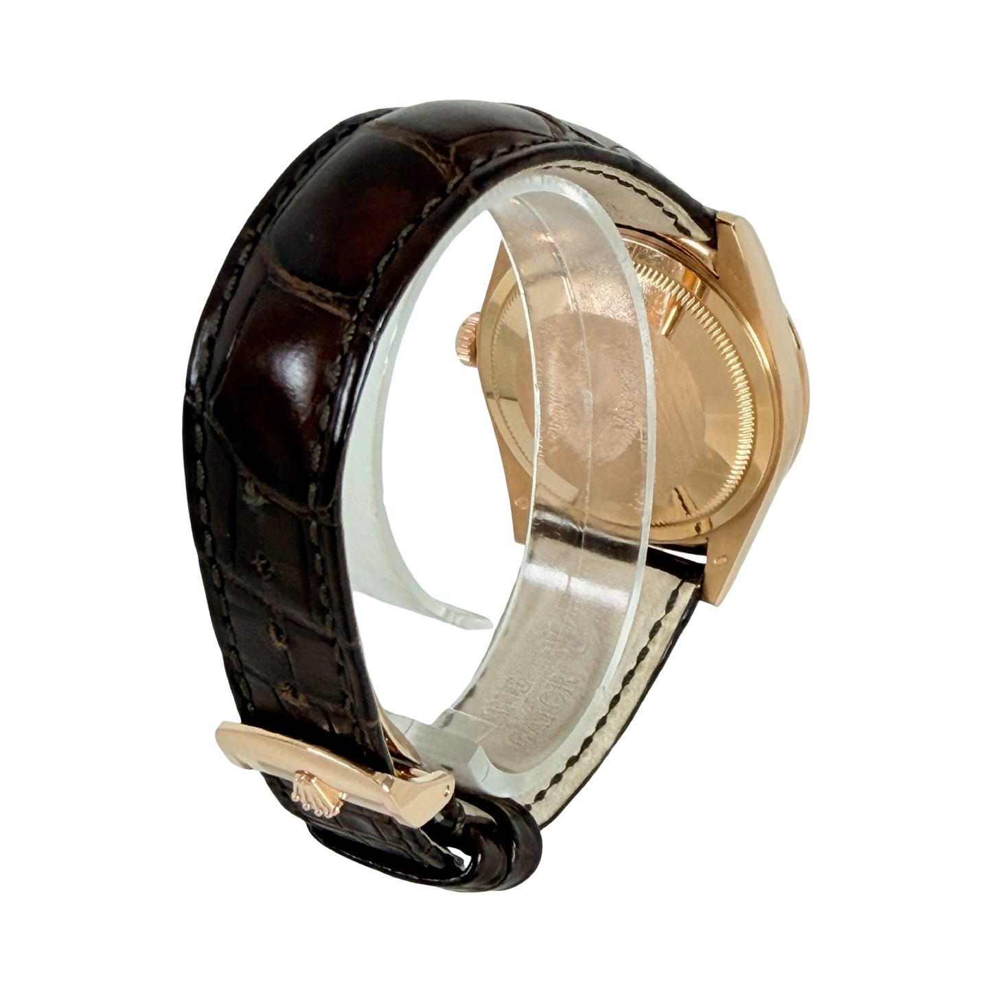 Rolex Day-Date 36 18K Everose Gold Chocolate Dial Brown Alligator Strap 118135