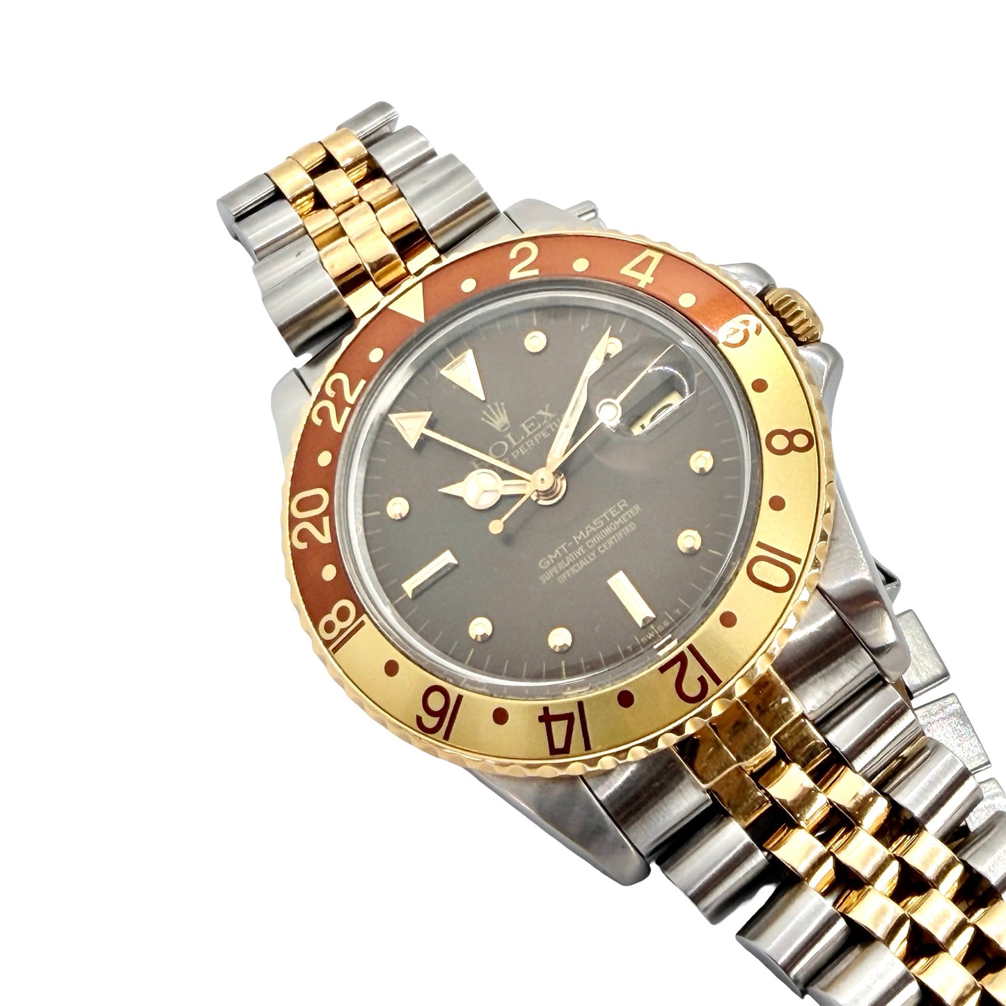 Rolex GMT-Master 18K and Stainless Steel Rootbeer Dial 16753