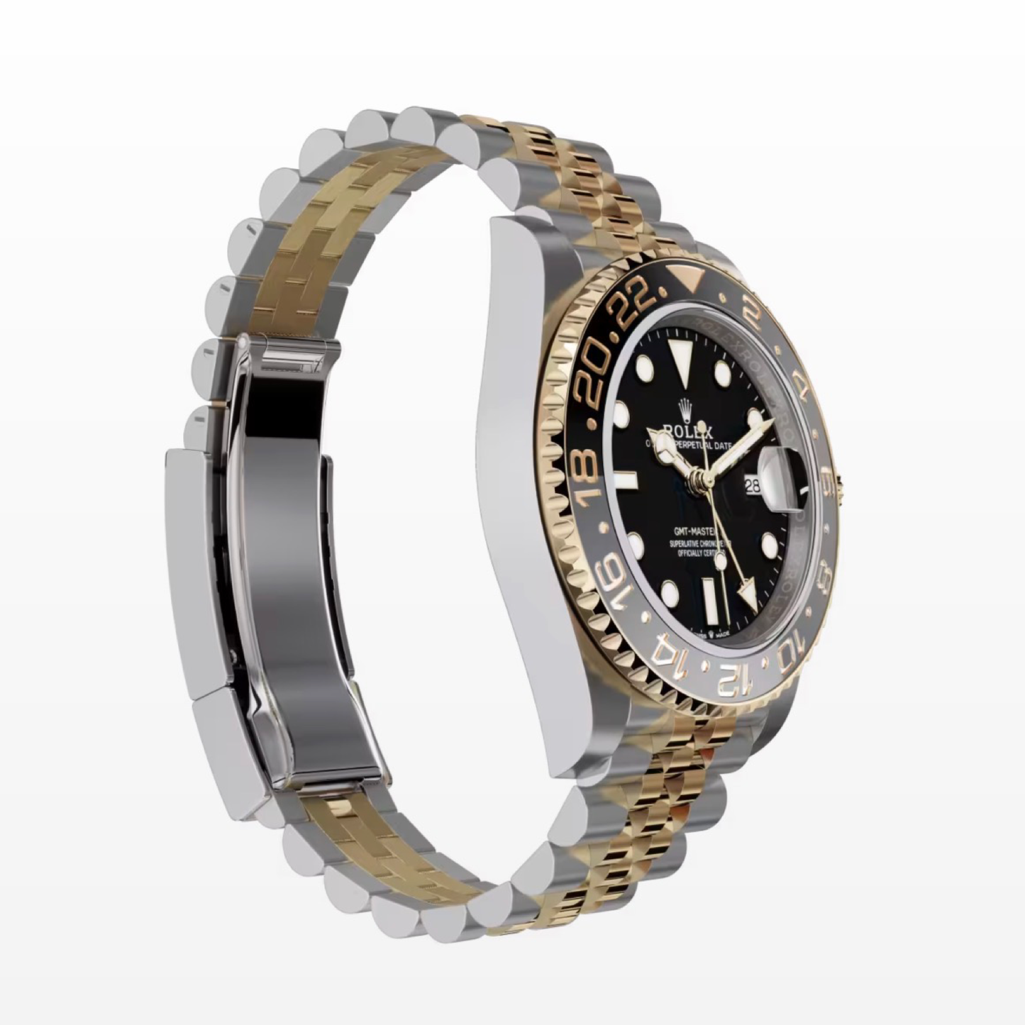 Rolex GMT-Master II 40mm Oystersteel and Yellow Gold Jubilee Bracelet Black Dial Ref. 126713GRNR