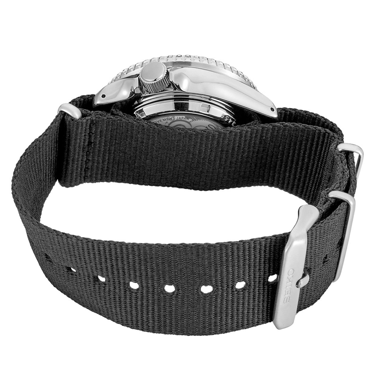 Seiko 5 Sports Automatic Day Date Black Dial Black Nylon Strap SRPD89