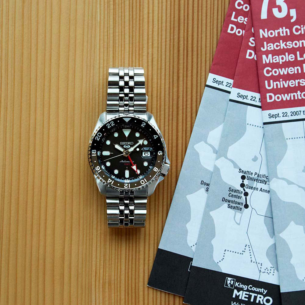 Seiko 5 Sports GMT SKX Series Black Dial Stainless Steel Bracelet SSK001