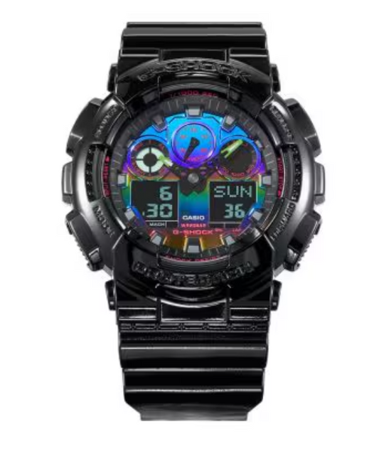 G-Shock Analog-Digital Virtual Rainbow Glossy Black GA100RGB-1A