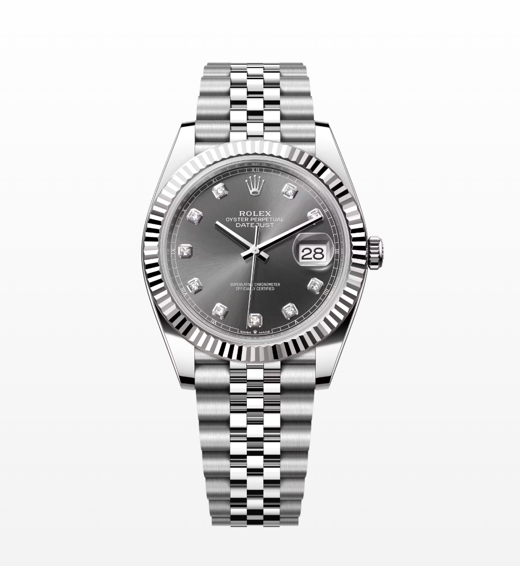 Rolex Datejust 41 Oystersteel and White Gold (Rolesor) Rhodium Slate Diamond Dial Jubilee Bracelet 126334