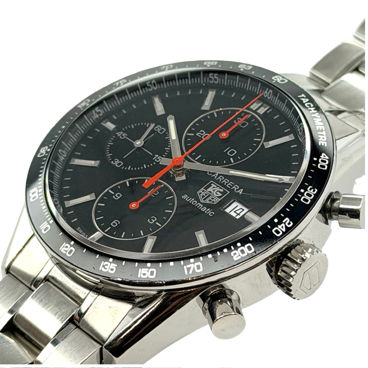 TAG Heuer Carrera Automatic Chronograph Black Dial Steel Bracelet CV2014.BA0794