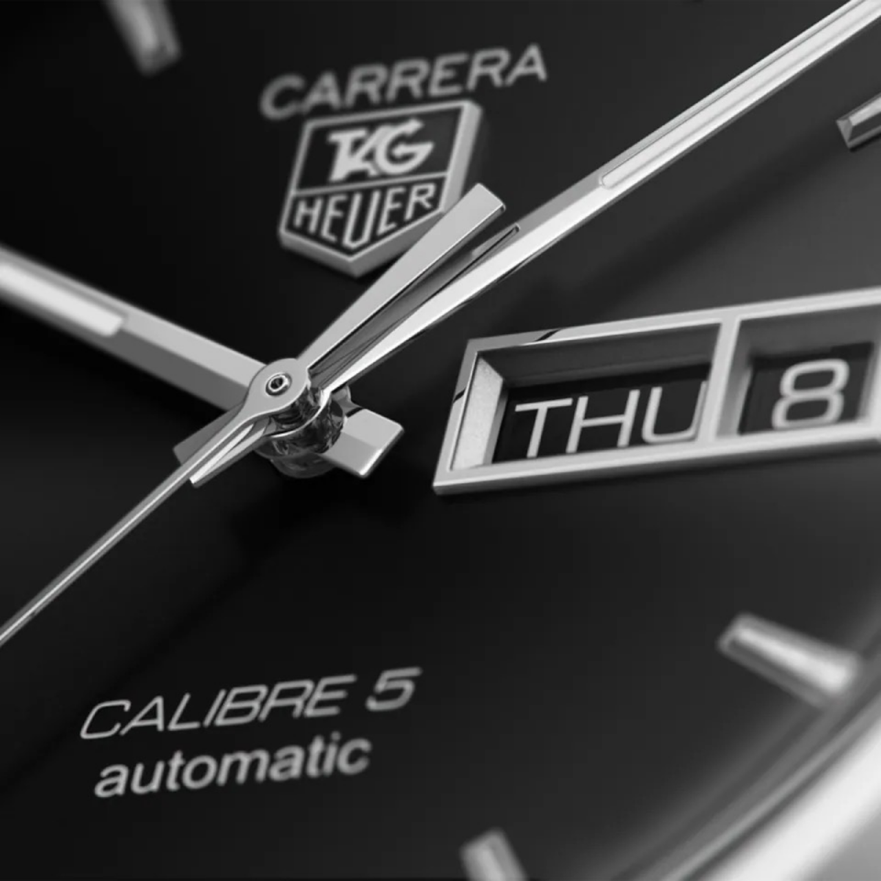 TAG Heuer Carrera Day Date Caliber 5 Automatic 41mm Black Dial Stainless Steel Bracelet WAR201A.BA0723