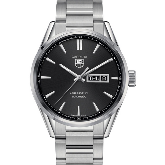 TAG Heuer Carrera Day Date Caliber 5 Automatic 41mm Black Dial Stainless Steel Bracelet WAR201A.BA0723
