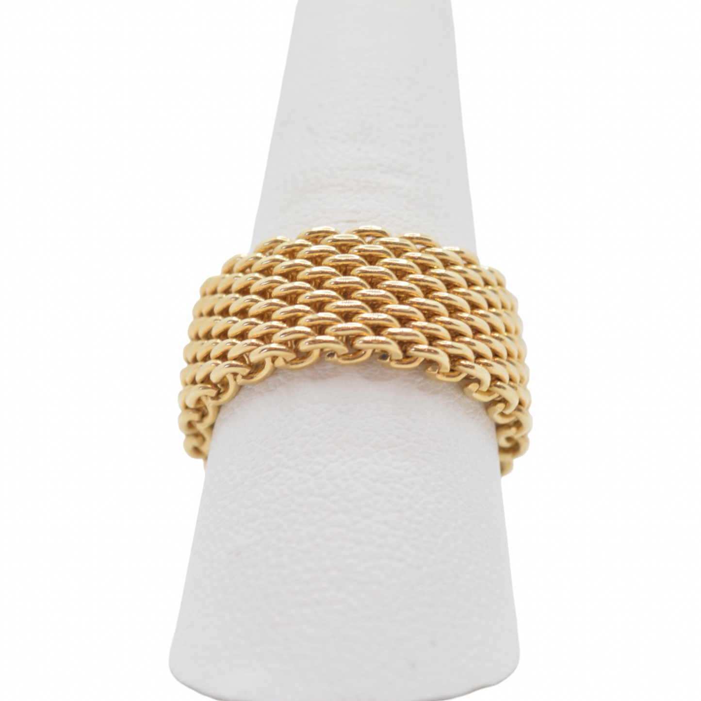 Estate Jewelry Tiffany & Co 18K Yellow Gold Somerset Mesh Band Ring Size 9