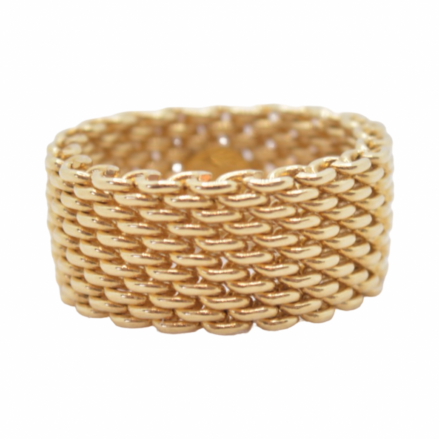 Estate Jewelry Tiffany & Co 18K Yellow Gold Somerset Mesh Band Ring Size 9