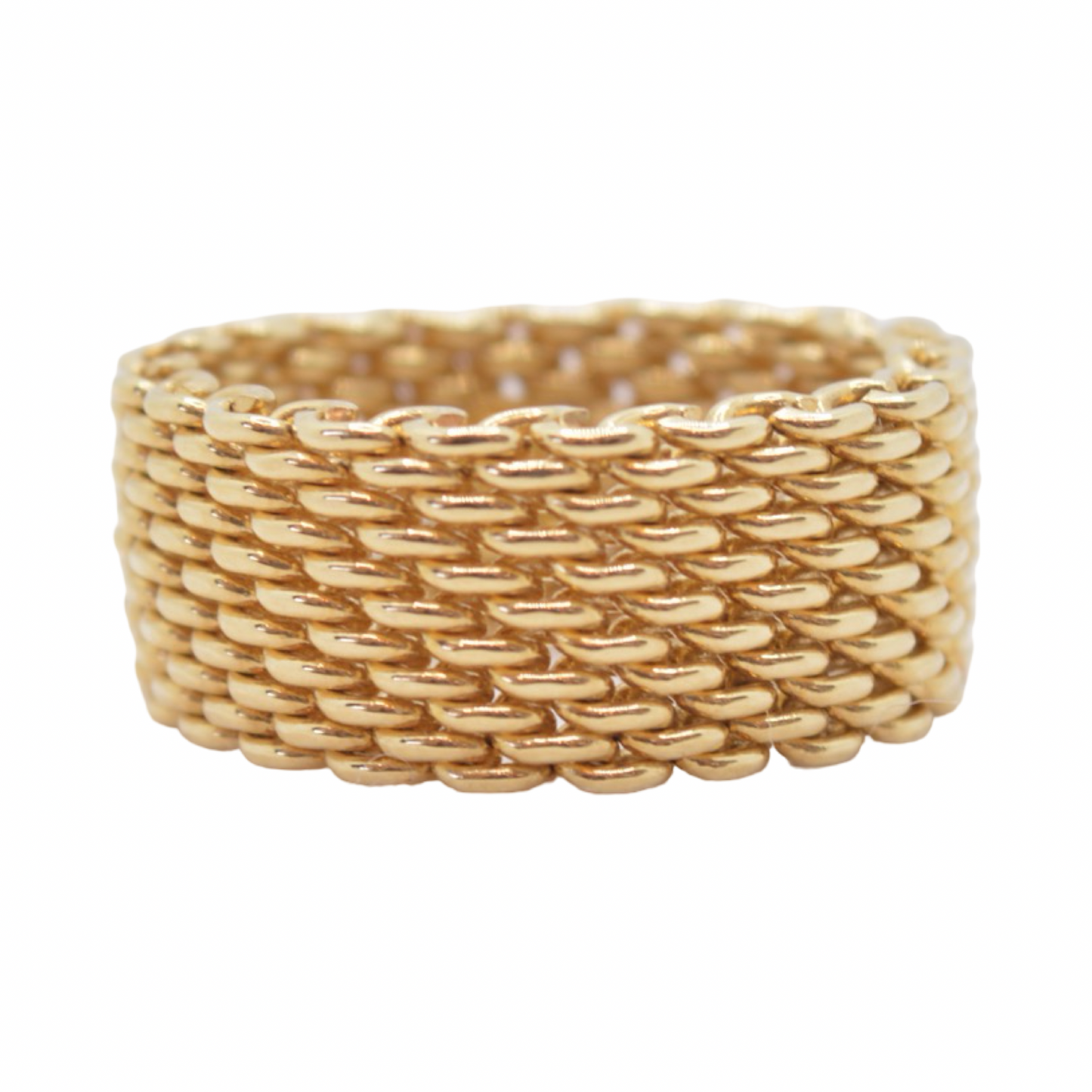 Estate Jewelry Tiffany & Co 18K Yellow Gold Somerset Mesh Band Ring Size 9