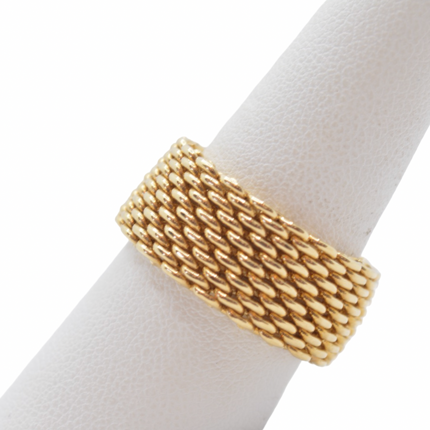 Estate Jewelry Tiffany & Co 18K Yellow Gold Somerset Mesh Band Ring Size 9