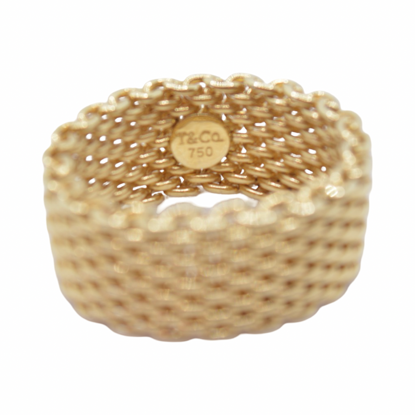 Estate Jewelry Tiffany & Co 18K Yellow Gold Somerset Mesh Band Ring Size 9