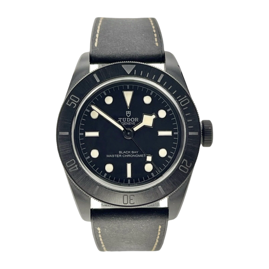 Tudor Black Bay Ceramic 41mm Black Dial Hybrid Leather/Rubber Strap M79210CNU-0001
