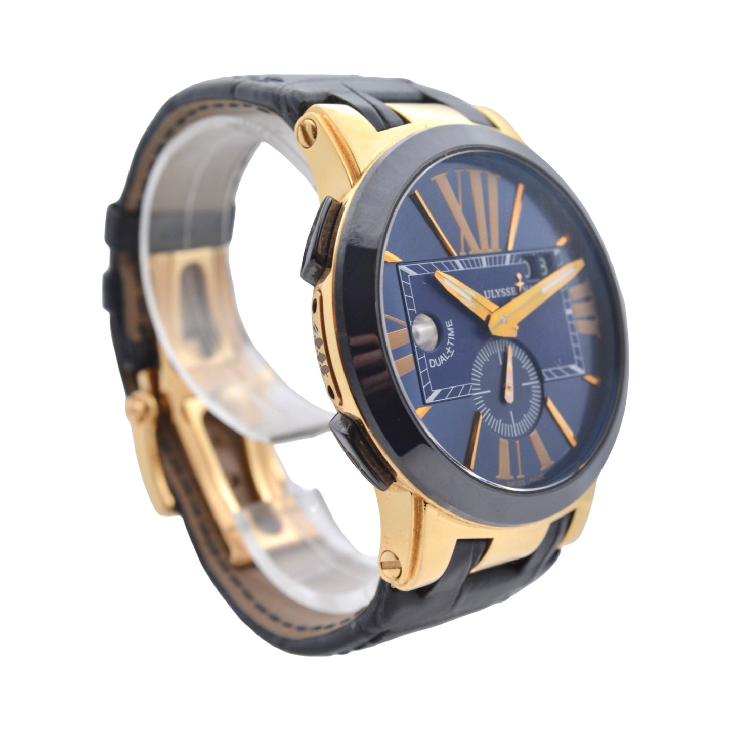 Ulysse Nardin Executive Dual Time 43mm 18K Rose Gold Automatic Blue Dial Leather Strap 642-00/43