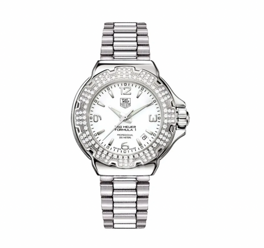 TAG Heuer Formula 1 Quartz White Dial Diamond Bezel Steel Bracelet WAC1215.BA0852