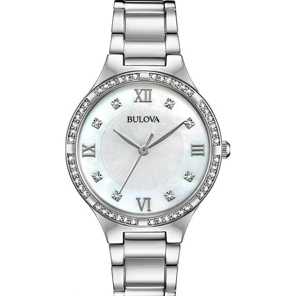 Bulova Women's Stainless Steel Mother-of-Pearl and Crystal Watch 96L262