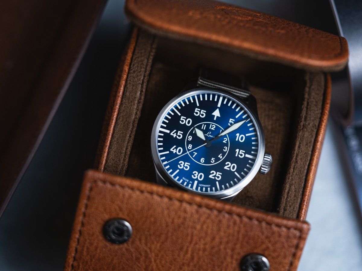 Laco Pilot Watches BASIC Aachen Blaue Stunde 42 Blue Dial Grey Nylon Strap 862101.2