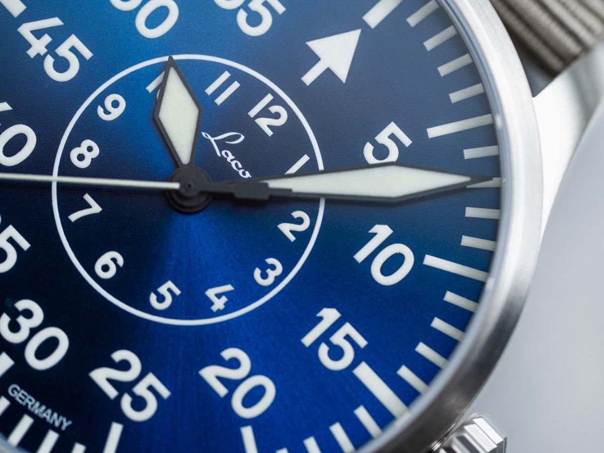 Laco Pilot Watches BASIC Aachen Blaue Stunde 42 Blue Dial Grey Nylon Strap 862101.2