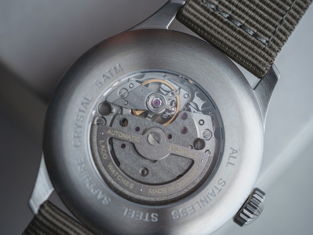 Laco Pilot Watches BASIC Aachen Blaue Stunde 42 Blue Dial Grey Nylon Strap 862101.2